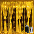 Ollny Curtain Lights 300LED 9.8ftx9.8ft, Connectable IP67 (Warm White)