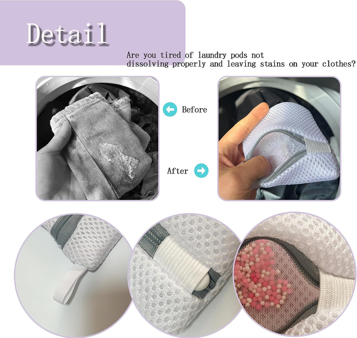 4PCS Laundry Pod Anti-Sticking Bag Laundry Pods Dissolution Protection Bag Scent Beads Bags Durable Storage Bag for Pods Scented Beads