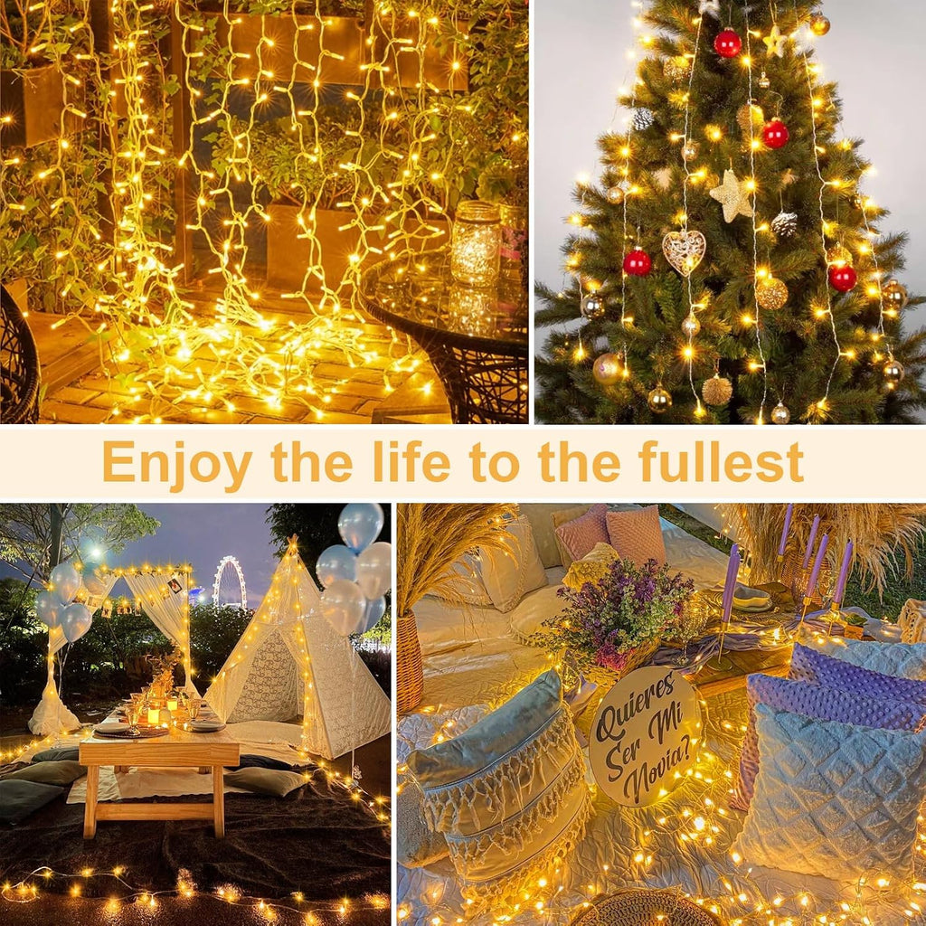 4 Pack Battery Operated Outdoor String Lights Timer Christmas Wreath Lights