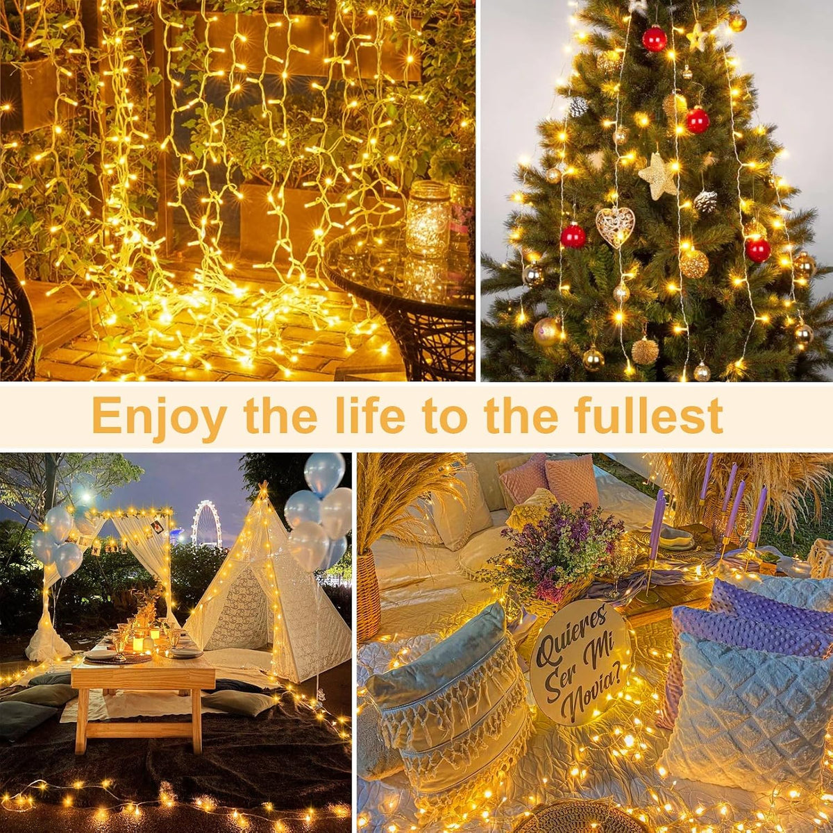 4 Pack Battery Operated Outdoor String Lights Timer Christmas Wreath Lights