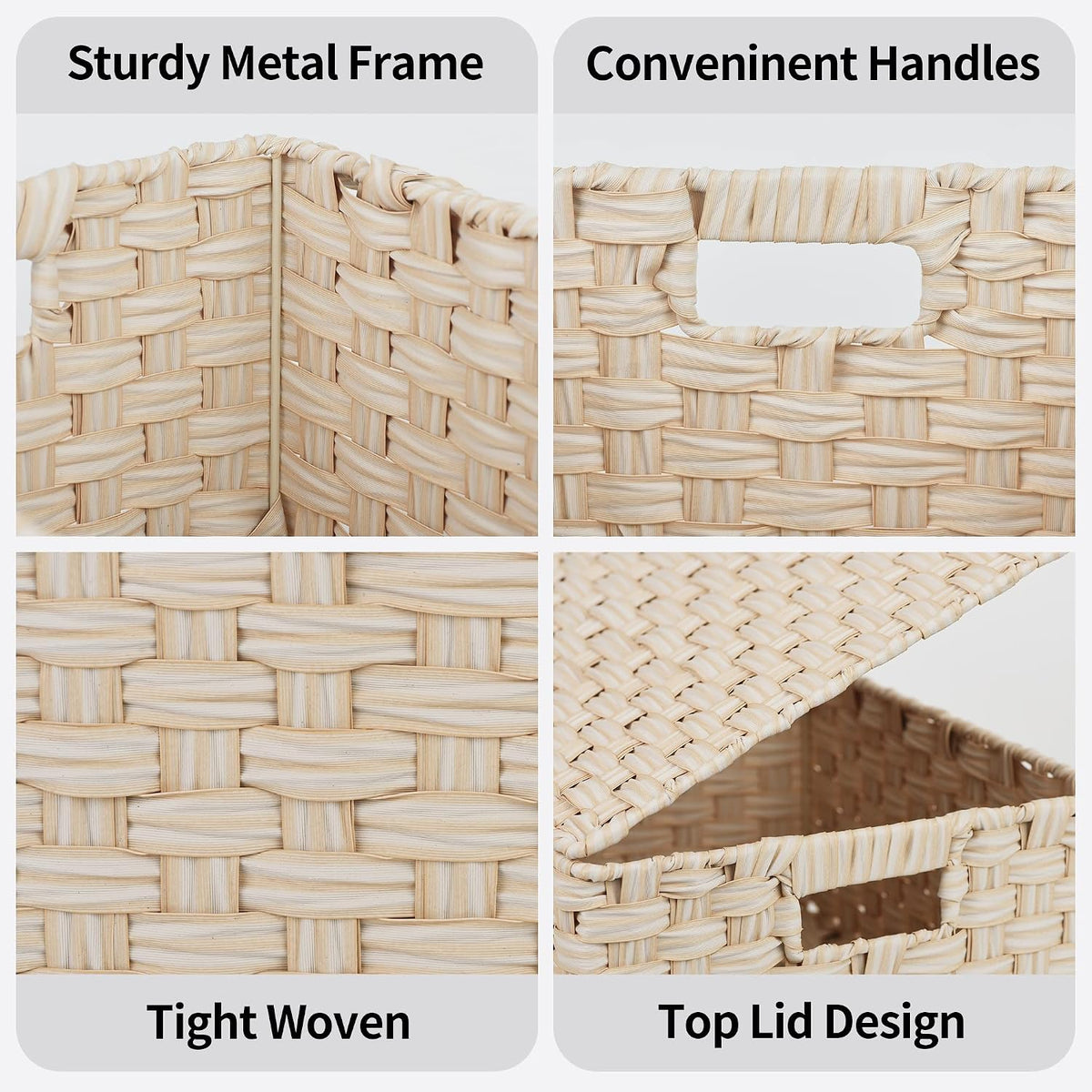 GRANNY SAYS Wicker Baskets with Lids, Woven Storage Basket with Lid