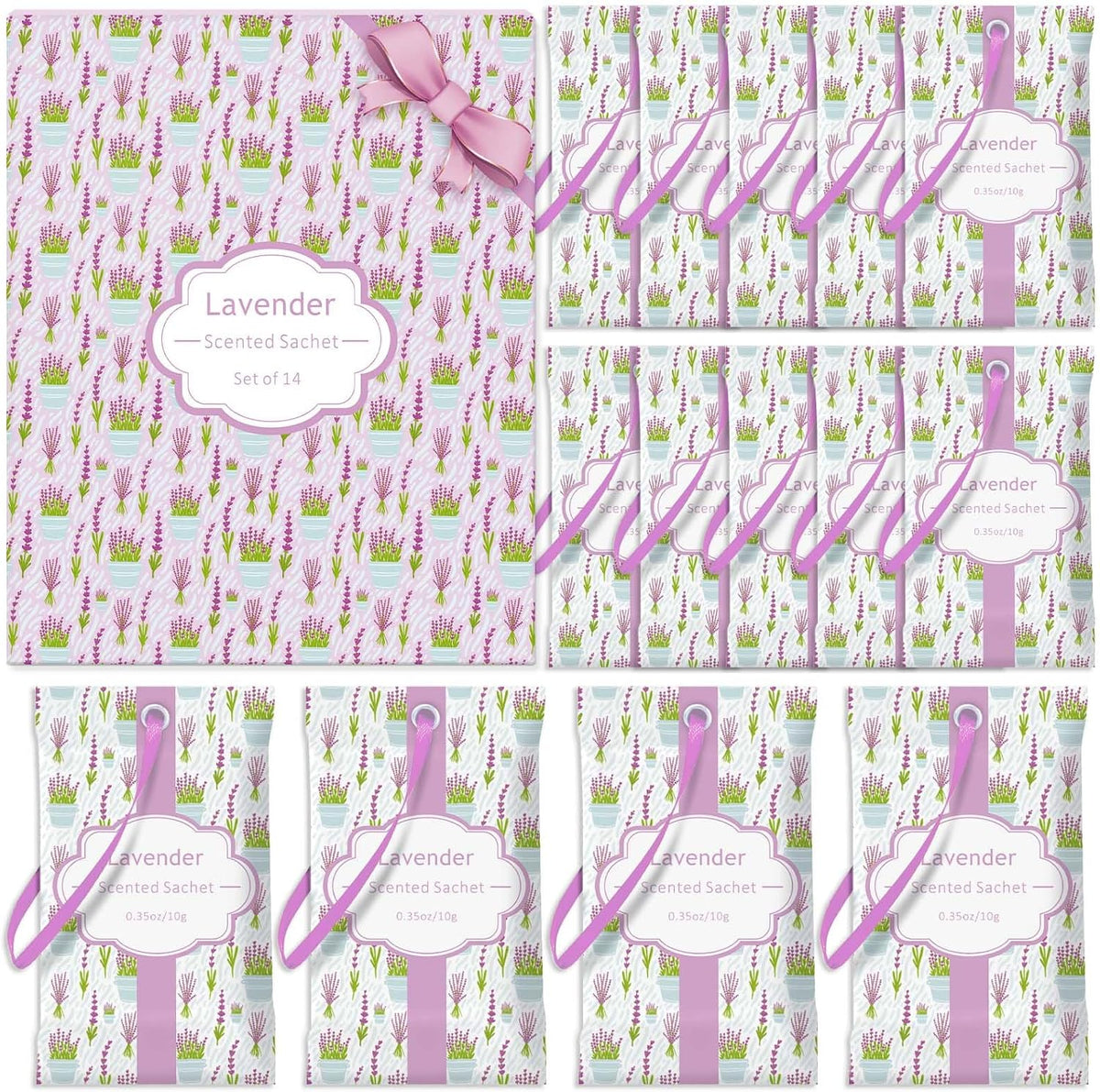 STRN Scented Sachets for Drawer and Closet, Lavender Scent 14 Pack for Home