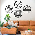 FANTAART 4 Piece Boho Metal Wall Art Black Minimalist Decor