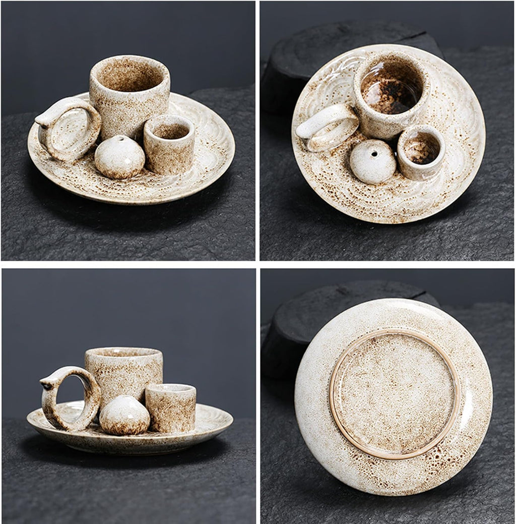 4 in 1 Ceramic Incense Burner Holder with Handle for Burning Sage, Palo Santo Stick, Joss Sticks, Candle in Your New House, Office, Yoga, Meditation Room