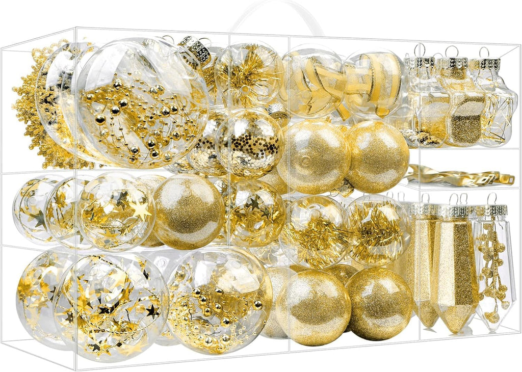 SHareconn 100PCS Christmas Tree Ornaments Clear Set, Gold
