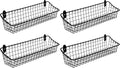 Spectrum Medium Wire Wall Basket Matte Black Rustic Wall Bin, Vintage Wire Basket_Wall Mount Hanging Caddy for Kitchen Organization, Wall_Mount Storage for Pantry Bathroom Kitchen, Medium (Pack of 4)