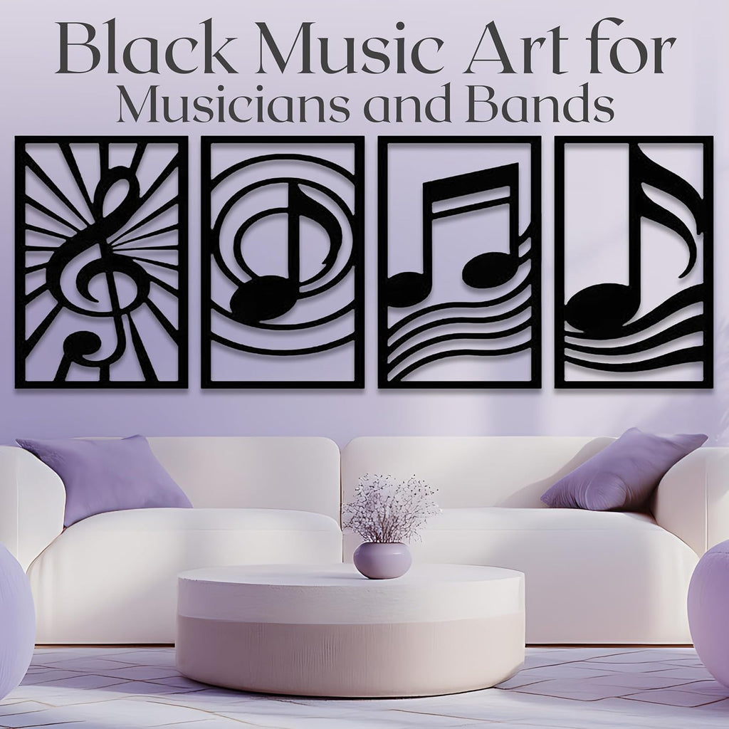 GALLERY GRACE 4-Pc Music Notes Metal Wall Art, Black Wall Decor Set