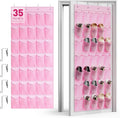 WVM Over the Door Shoe Organizer with 35 Breathable Mesh Pockets, Hanging Shoe Organizer for Door with 4 Metal Hooks, Large Capacity Closet Storage for Shoes, Accessories