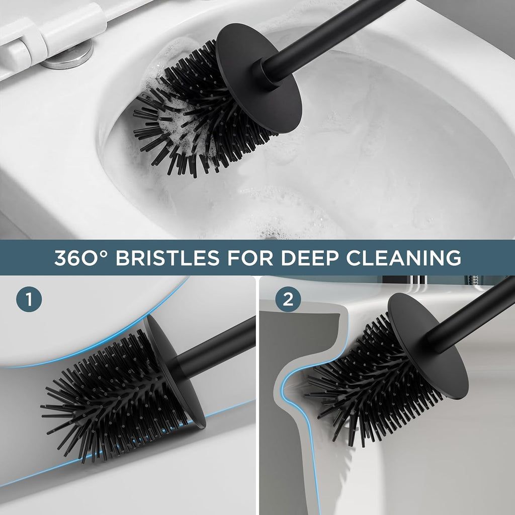 FORIOUS SUS304 Toilet Brush, Toilet Bowl Cleaner Brush and Holder Set Short