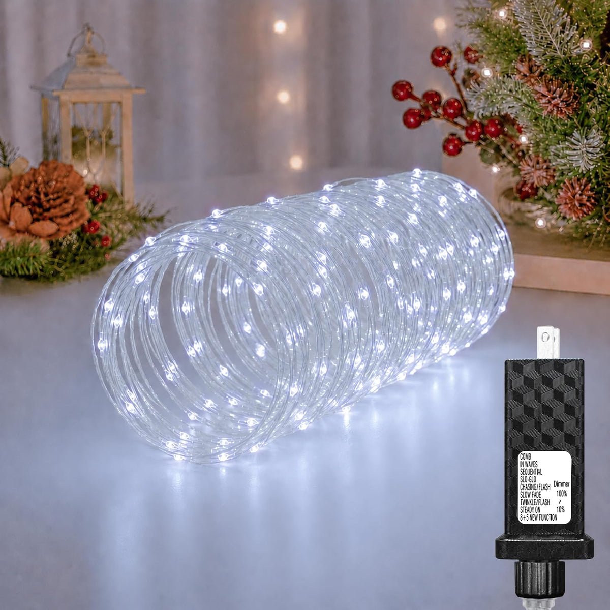 66FT 200 LED Plug in Fairy Lights with 13 Modes & Timer, Cool White