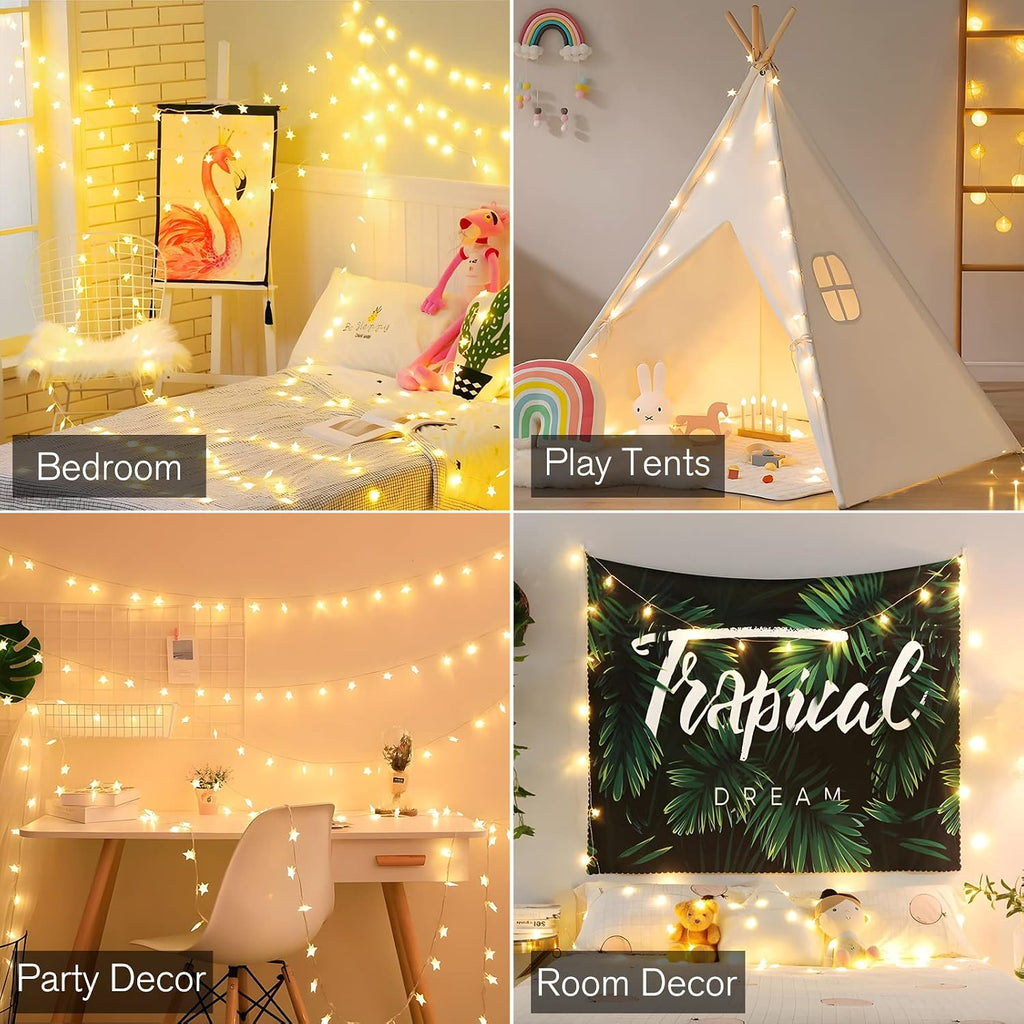 ANJAYLIA 20 LED Star Lights, 10FT Battery Operated Fairy Light, Warm White