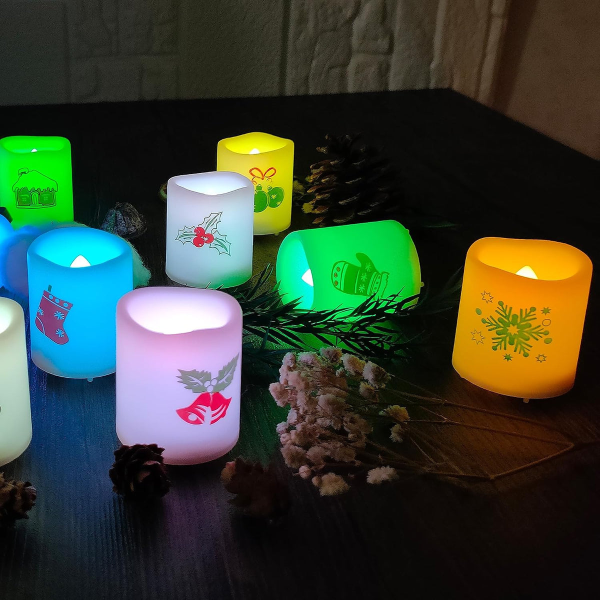 Set of 12 Color Changing LED Battery Operated Flameless Votive Candles