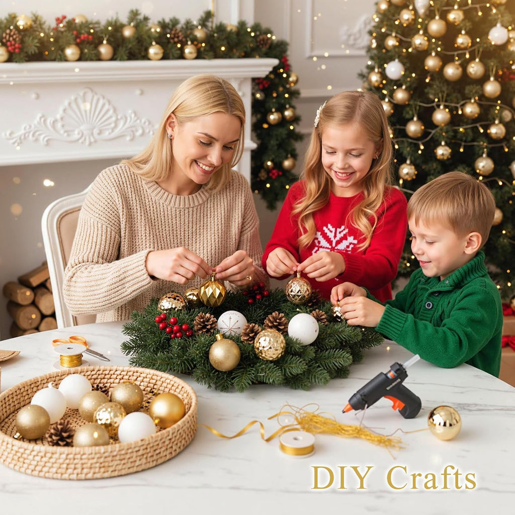 DOMESTAR 112 PCS Christmas Tree Ball Set, Christmas Ball Ornaments Glitter