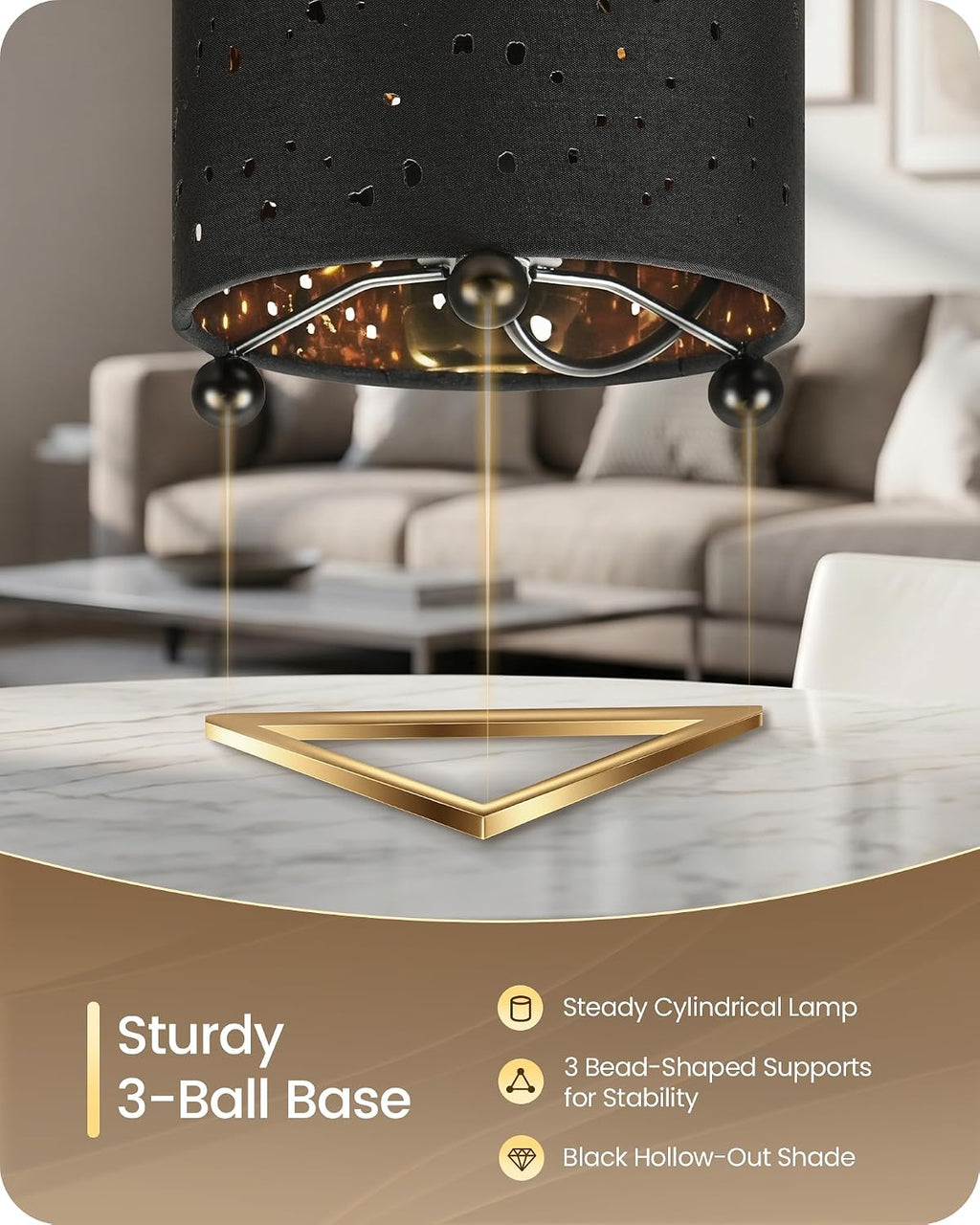 Black Table Lamps Set of 2, 8.1" Small Bedside Lamps Set of 2