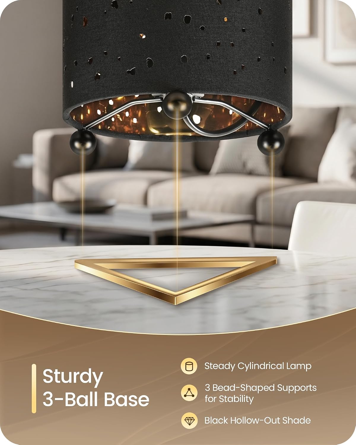 Black Table Lamps Set of 2, 8.1" Small Bedside Lamps Set of 2