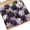 Floroom Artificial Gardenia Flowers 2.7" 25pcs Real Looking Lilac & Purple Foam Fake Flowers with Stems for DIY Wedding Bouquets Bridal Shower Centerpieces Floral Arrangements Party Tables Decorations