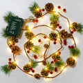 Dazzle Bright Pine Cone Christmas String Lights, Total 6.5FT 20LED Battery Operated Christmas Garland with 8 Modes, Red Berry Pine Cone Fairy String Lights for Indoor Outdoor Xmas Decorations