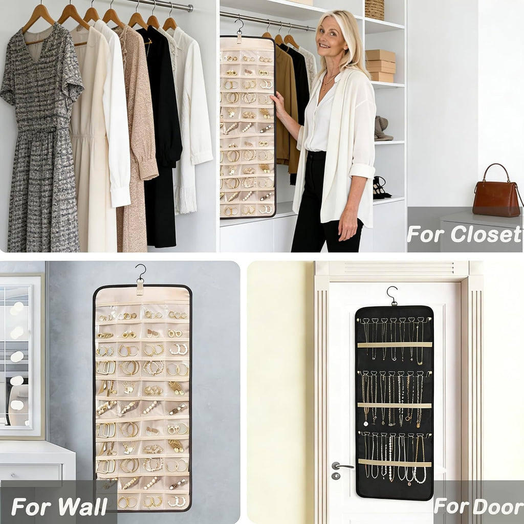Hanging Jewelry Organizer, 1Pcs Double-Sided Jewelry Organizers and Storage