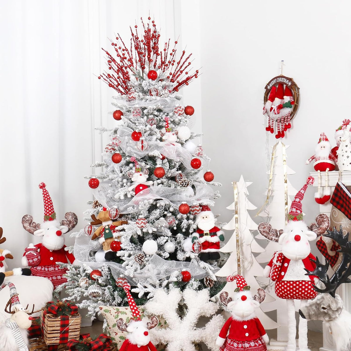 30PCS Red Clear Christmas Ball Ornaments Set for Xmas Tree Decorations