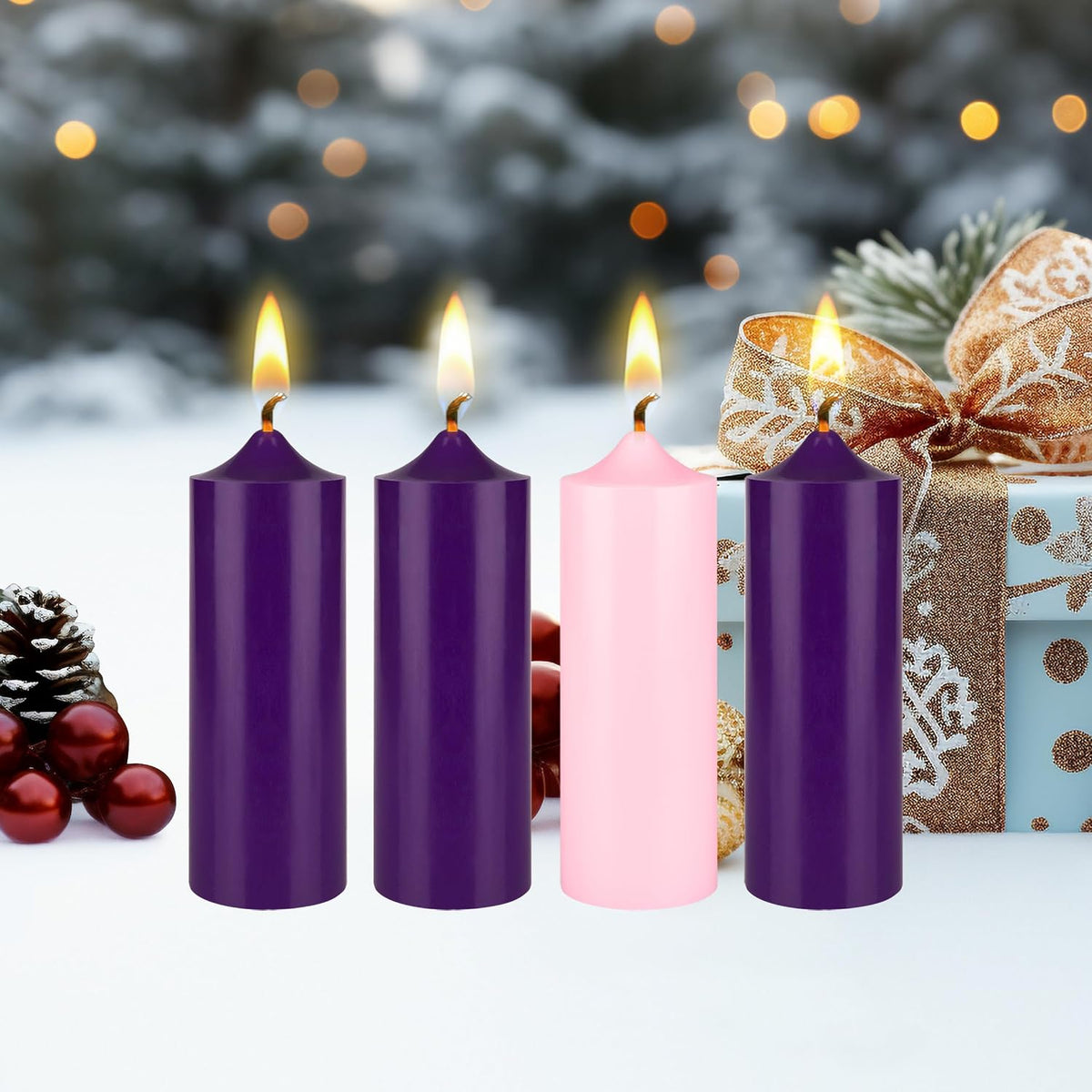 Mega Candles Unscented Advent Bell Top Pillar Candle Set 4 ct 2" x 6"
