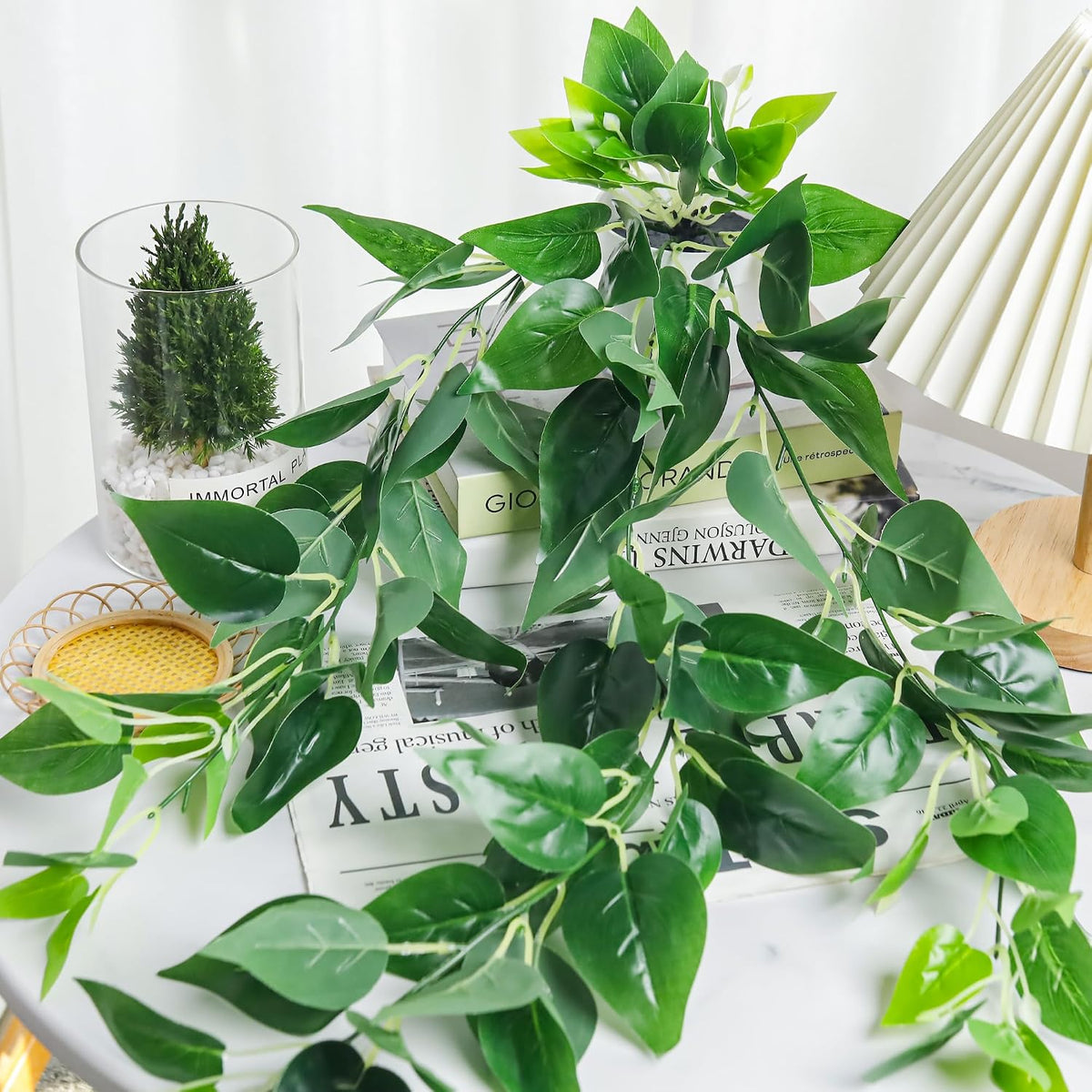 Der Rose 4Pcs Artificial Hanging Plants Fake Vines for Wall Shelf Decor