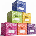 LemonRoad 6 Fabric Cube Storage Bin 11'' Classroom Bin, Rainbow, Label