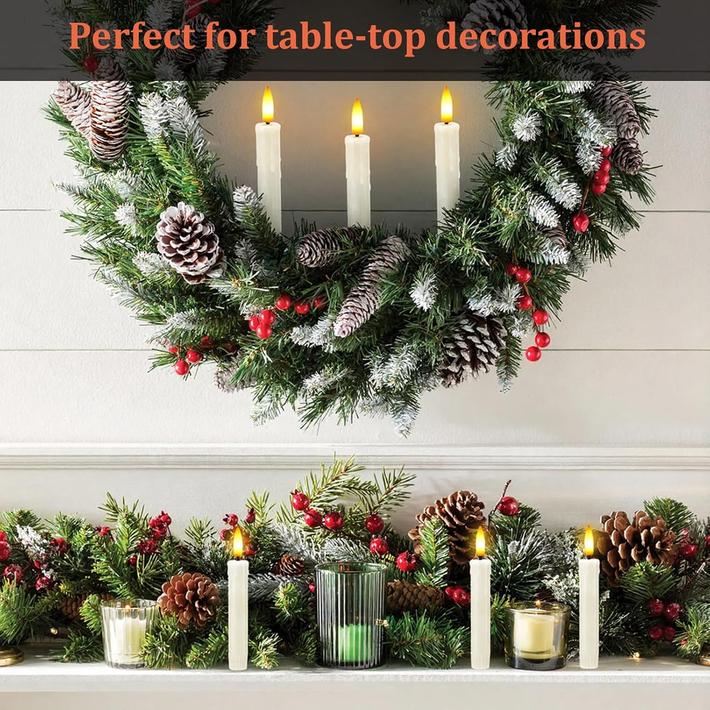 IMAGE 5.3in Flameless Taper Candles with Clip for Christmas Tree, 12Pcs