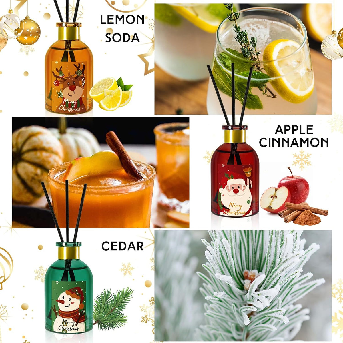 SCENTORINI Christmas Reed Diffuser Set with 18 Reed Sticks (5.3 Fl.oz)