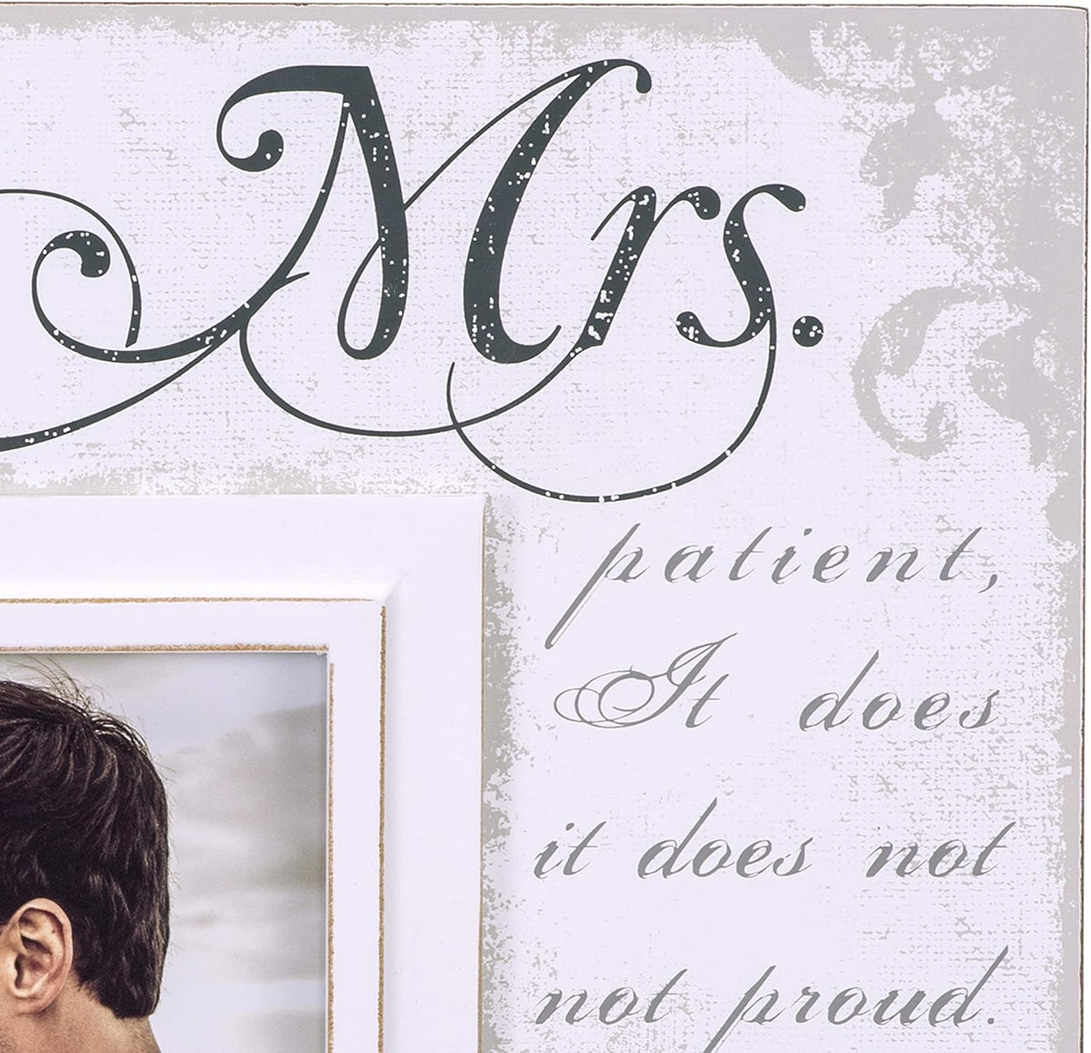 Malden International Designs Corinthians Verse Mr & Mrs Picture Frame, 5x7, Off White