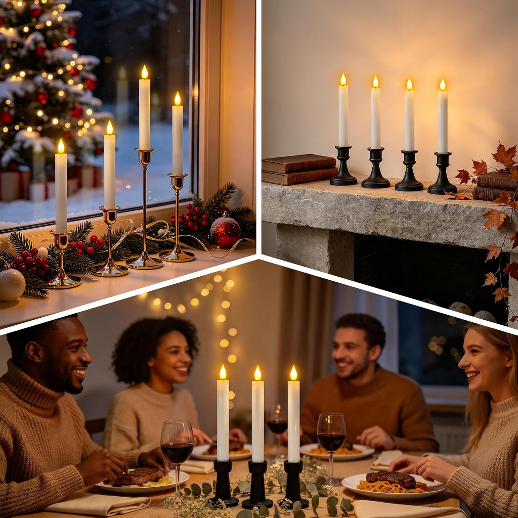 SoulBay Rechargeable Flameless Taper Candles with Charging Base & Remote