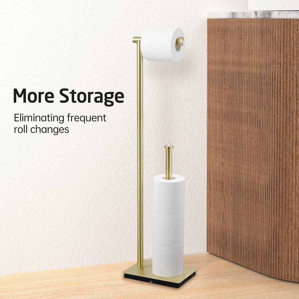 KES Free Standing Bathroom Toilet Paper Roll Holder with Storage