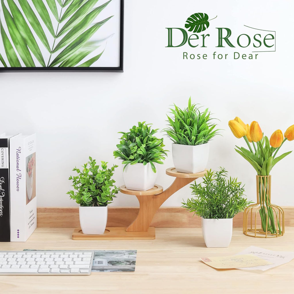Der Rose 4 Pack Mini Faux Plants Small Plants for Home Shelf Decor
