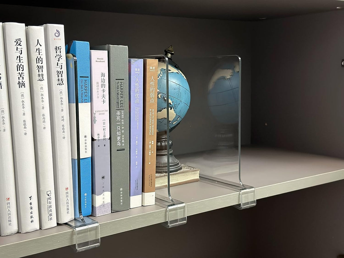 LikeU Acrylic Shelf Dividers for Closets,4 PCS Wood Shelf Dividers,Clear Shelf Separators,Perfect for Clothes Organizer and Bedroom Kitchen Cabinets Shelf Storage and Organization…