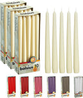 BOLSIUS Long Household Ivory Taper Candles - 10-inch Unscented Premium Quality Wax - 8 Hours Long Burning Dripless Candles Bulk Pack of 30 for Home Décor, Wedding, Parties and Special Occasions