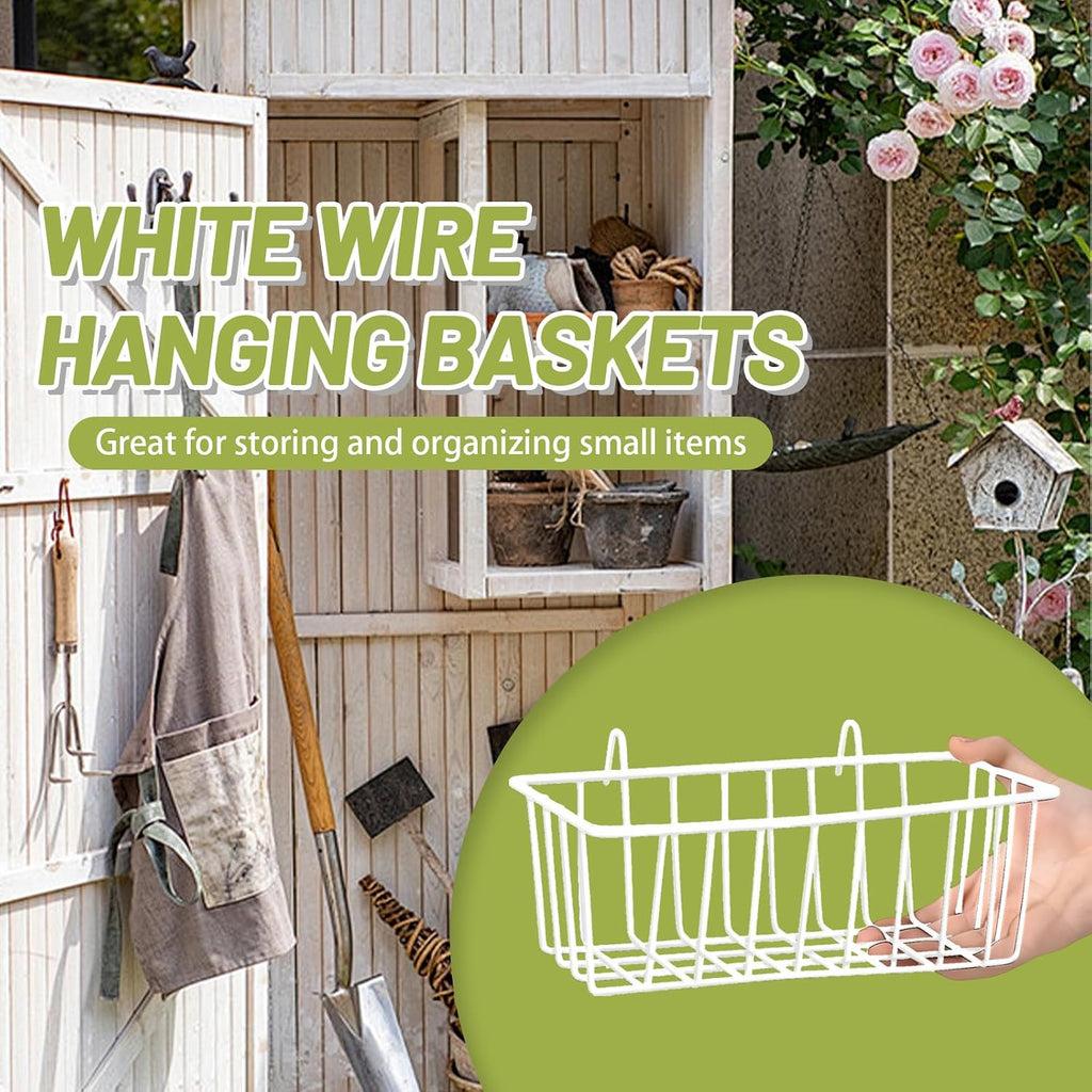 3PCS Wire Baskets,Metal Wire Storage Basket,Wall Hanging Bin and Display Basket for Kitchen,Cabinet,Pantry,Bathroom,Home Decor Supplies,Potted Plants,White