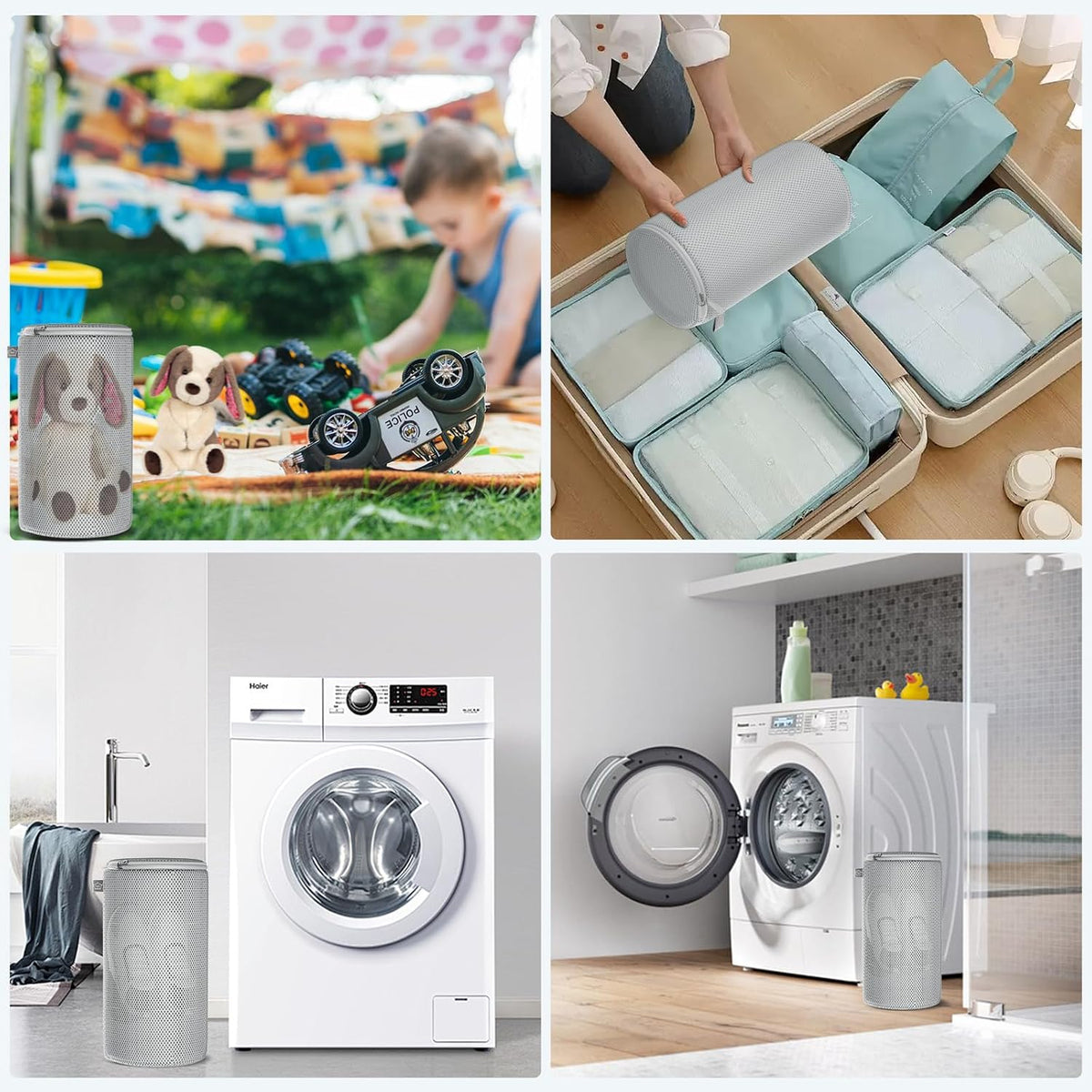 Shoe Washing Machine Bag, Large Laundry Bag for Sneaker, Grey, 8x15", 4Pcs