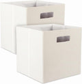 DII Poly-Cube Storage Collection Hard Sided, Collapsible Solid, Large, Off White (Pack of 2)