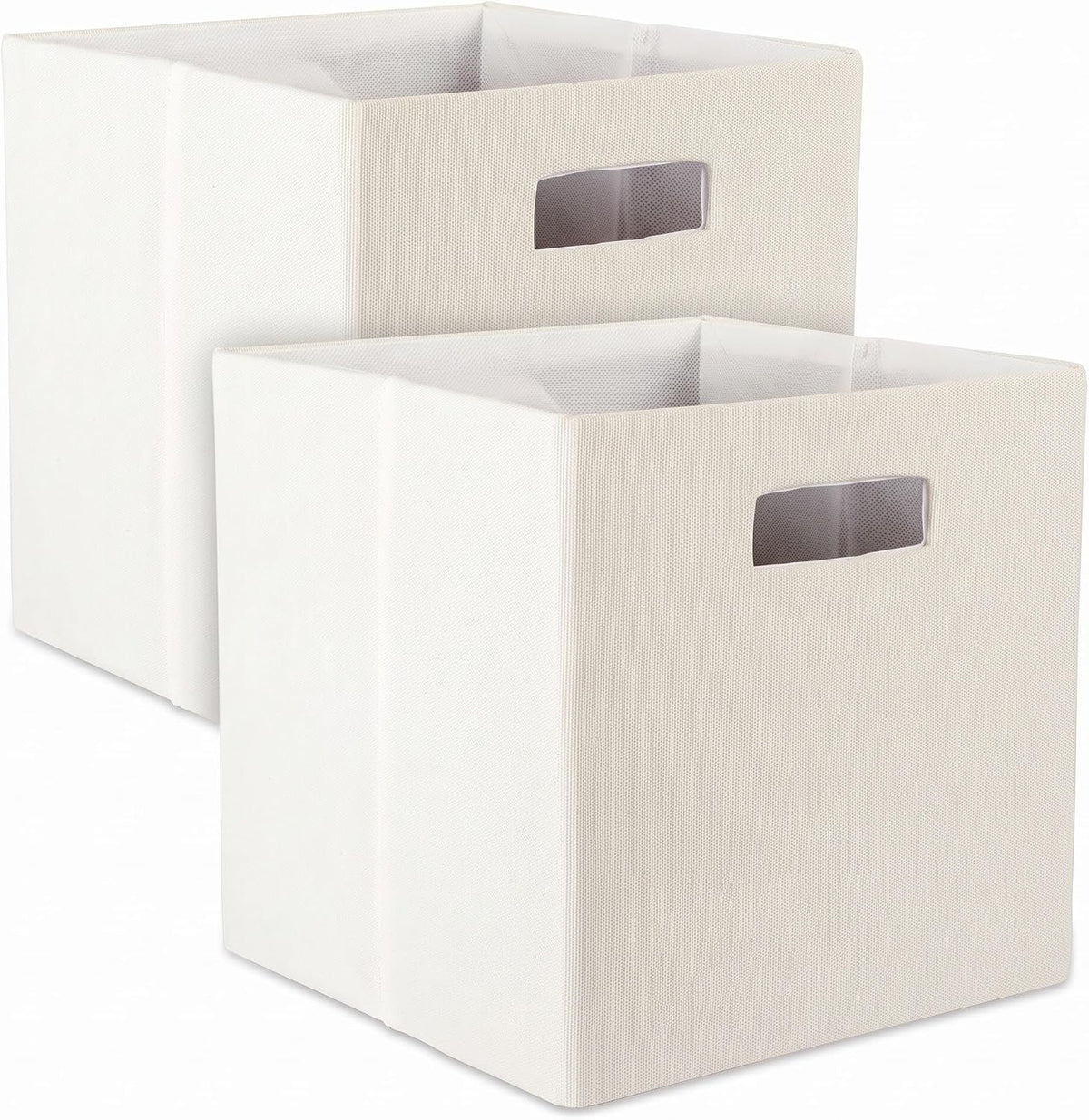 DII Poly-Cube Storage Collection Hard Sided, Collapsible Solid, Large, Off White (Pack of 2)
