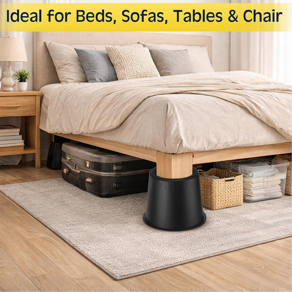 Heavy Duty Bed Risers – Adjustable Furniture Risers for Beds, Sofas, Tables, and Chairs – Supports up to 1500 Lbs(4 Inch,Unstackable,Set of 15)