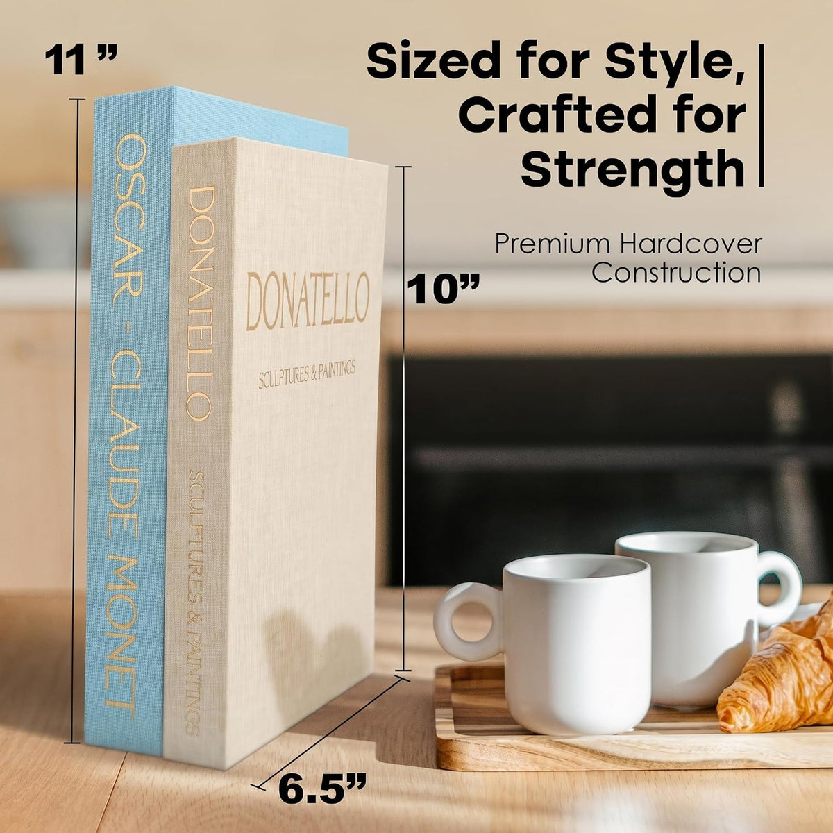 Decorative Faux Books for Home Decor, Blue - Beige, Set of 2