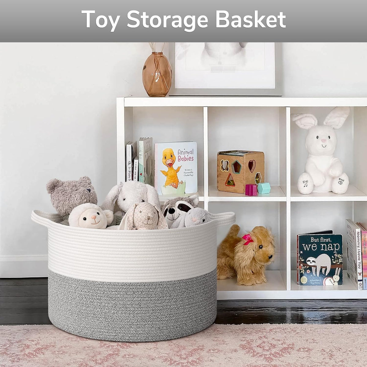 Goodpick Woven Blanket Basket Living Room, Toy Bin for Playroom, 65L