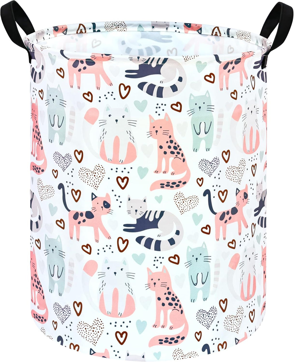 Kids Laundry Hamper Clothes Gift Basket Storage Laundry Baskets Organizer Bin with Handles for Nursery Room (Cat)