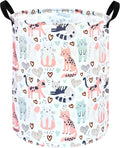 Kids Laundry Hamper Clothes Gift Basket Storage Laundry Baskets Organizer Bin with Handles for Nursery Room (Cat)