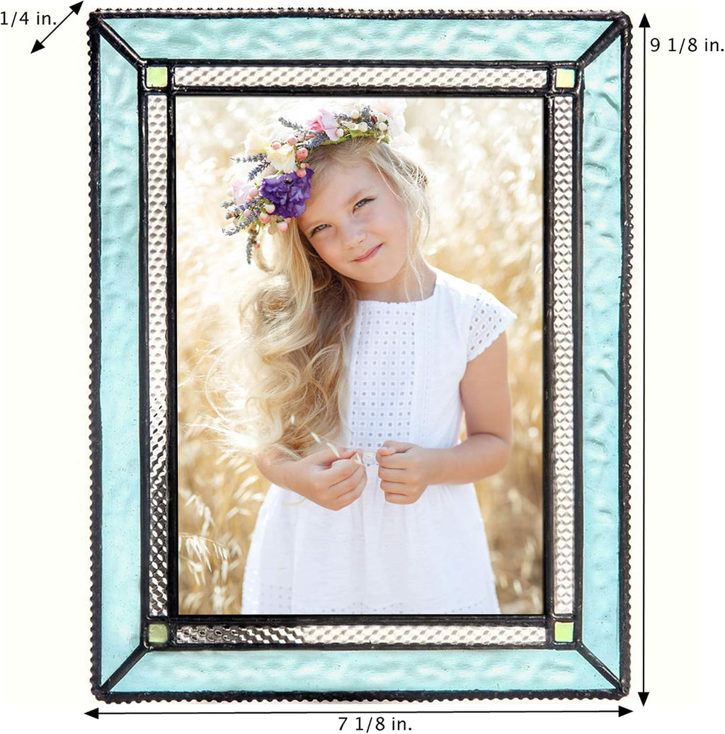 J Devlin Windsor Blue and Green Glass Picture Frame, 5x7 H/V