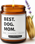 Best Dog Mom Scented Candle | Lavender Vanilla, 100% Soy Wax, Long Burn Time | Dog Mom Gifts for Women, New Puppy Funny Present Idea for Pet Lover, Fur Mama Birthday Gift for Friends, Coworkers