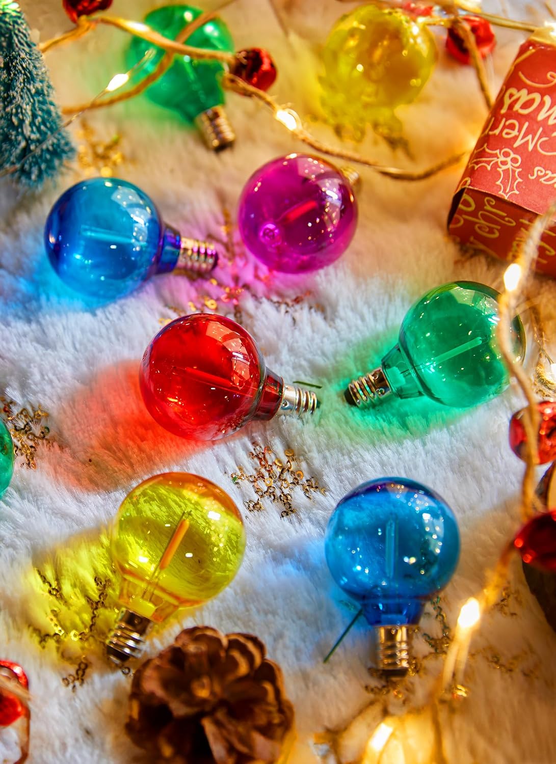 Brightown G40 Christmas Light Bulbs, 25 Pack LED Multicolor Bulbs