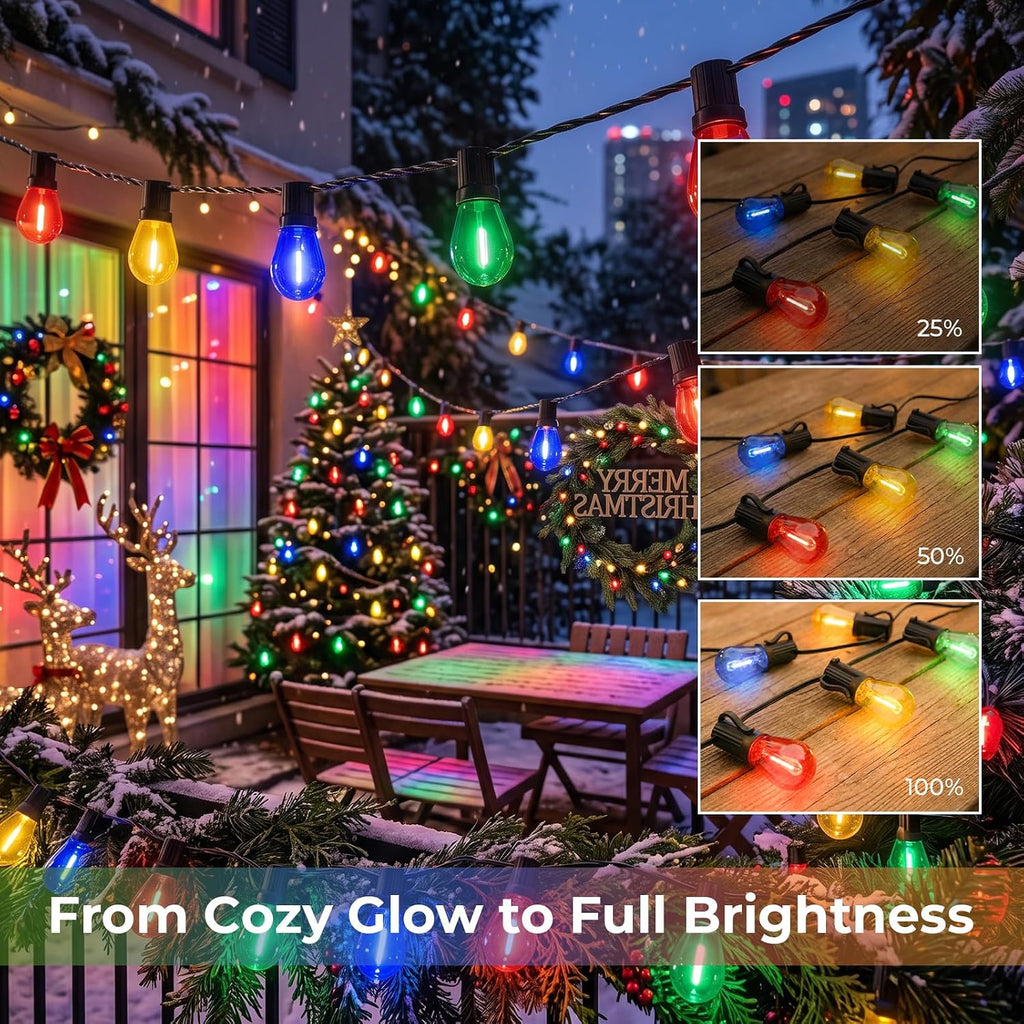 GvvooHome S14 Colored LED Outdoor String Bulbs for Christmas, 48-Pack