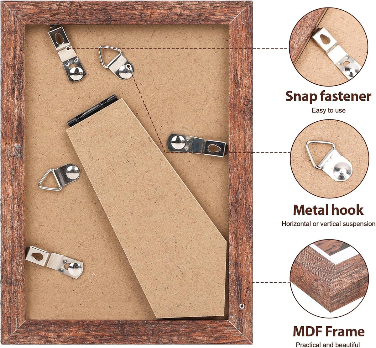 Fixwal 4x6 Picture Frames Set of 5 with Tempered Glass, Vintage Distressed