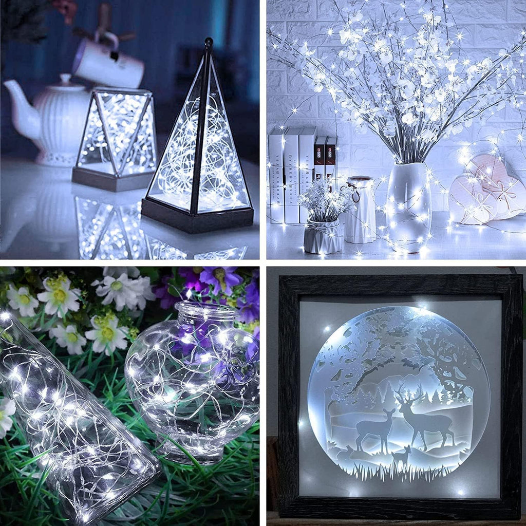 12 Pack Fairy Lights Battery Operated - 7ft 20 LED Twinkle Lights Copper Wire Mini String Lights Firefly Lights for Mason Jars DIY Crafts Christmas Wedding Party Centerpiece Table Decor, Cool White