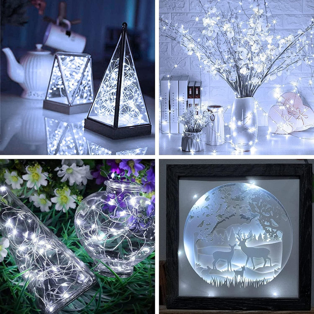 12 Pack Fairy Lights Battery Operated - 7ft 20 LED Twinkle Lights Copper Wire Mini String Lights Firefly Lights for Mason Jars DIY Crafts Christmas Wedding Party Centerpiece Table Decor, Cool White